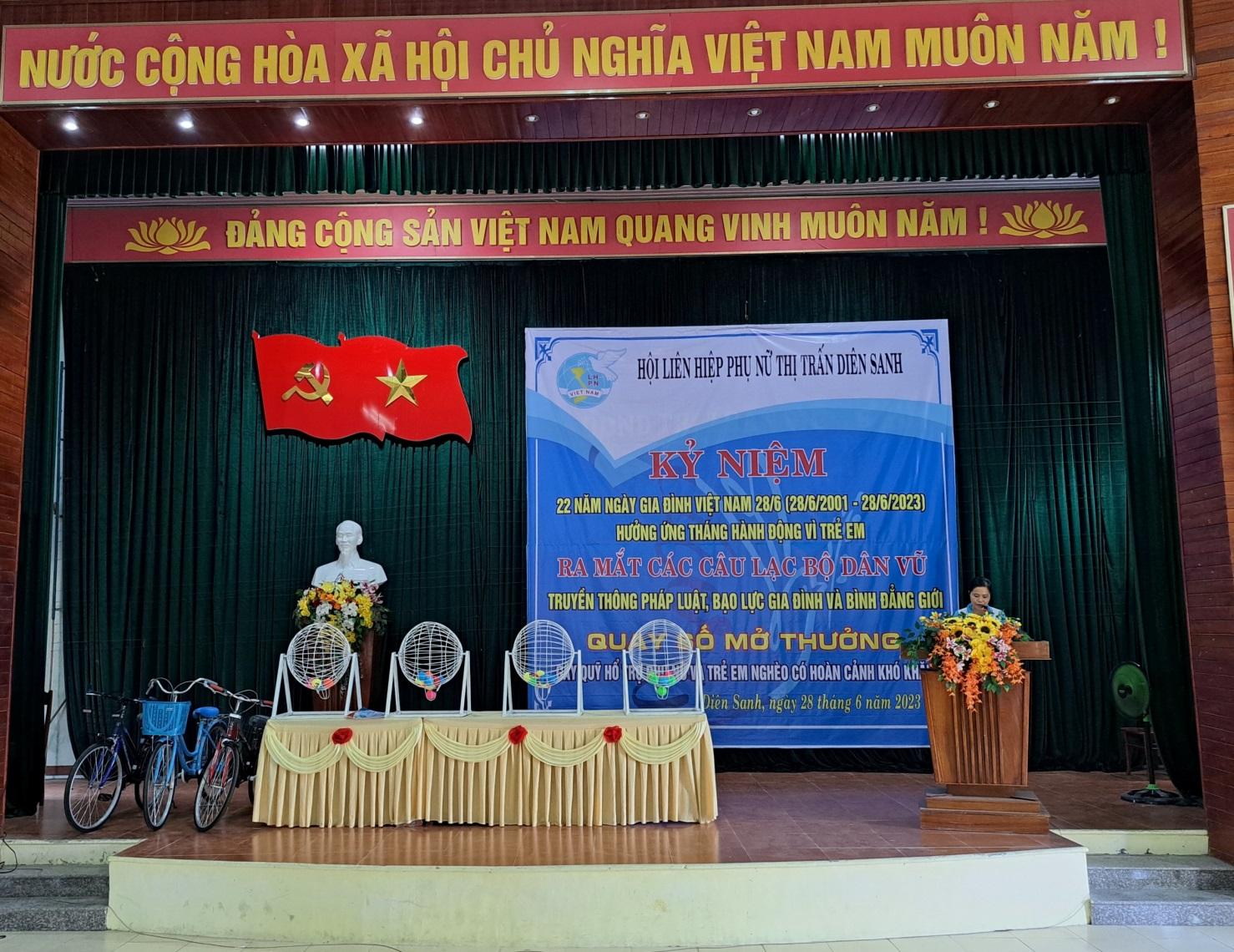 HỘI LIÊN HIỆP PHỤ NỮ THỊ TRẤN DIÊN SANH TỔ CHỨC KỶ NIỆM 22 NĂM NGÀY GIA ĐÌNH VIỆT NAM 28/6